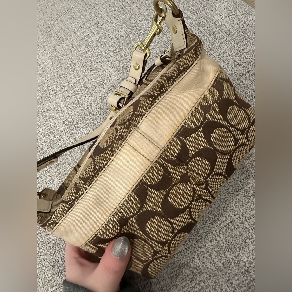 Coach Brown and Tan Signature Bag